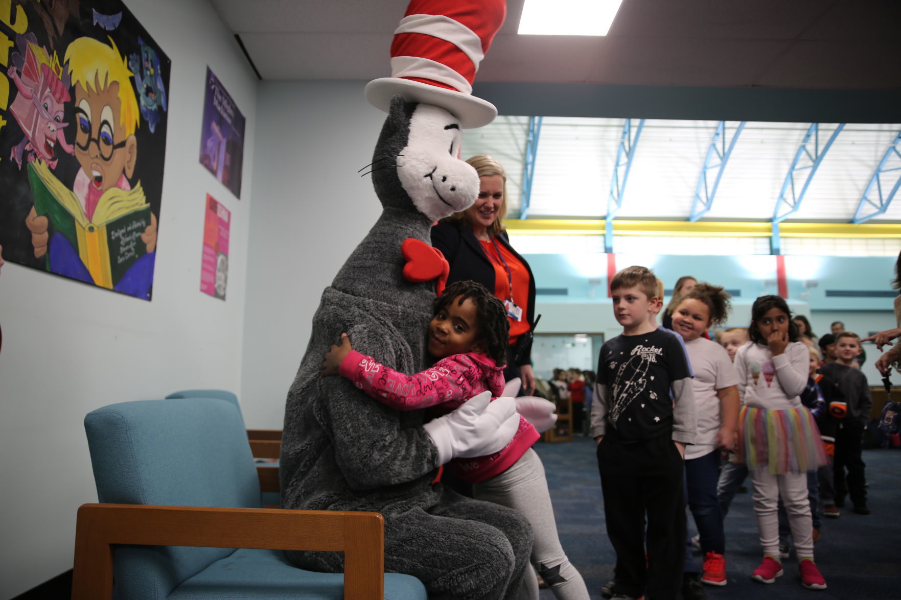The Cat in the Hat visits Brigantine Community School as part of its Read Across America celebration Thursday, Feb. 27, 2020.